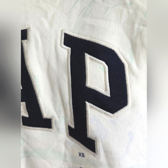 NWT! GAP, Logo Sweatshirt With Hood, White/Blue Swirl, Size XS - Picture 7 of 10